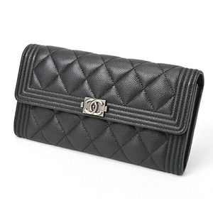 Chanel Boy Chanel Flap Wallet Large Caviar Skin Black